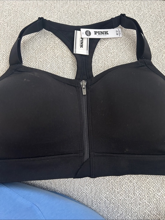 PINK Victoria's Secret Other - PINK Victoria's Secret Black Front-Zip Racerback Sports Bra